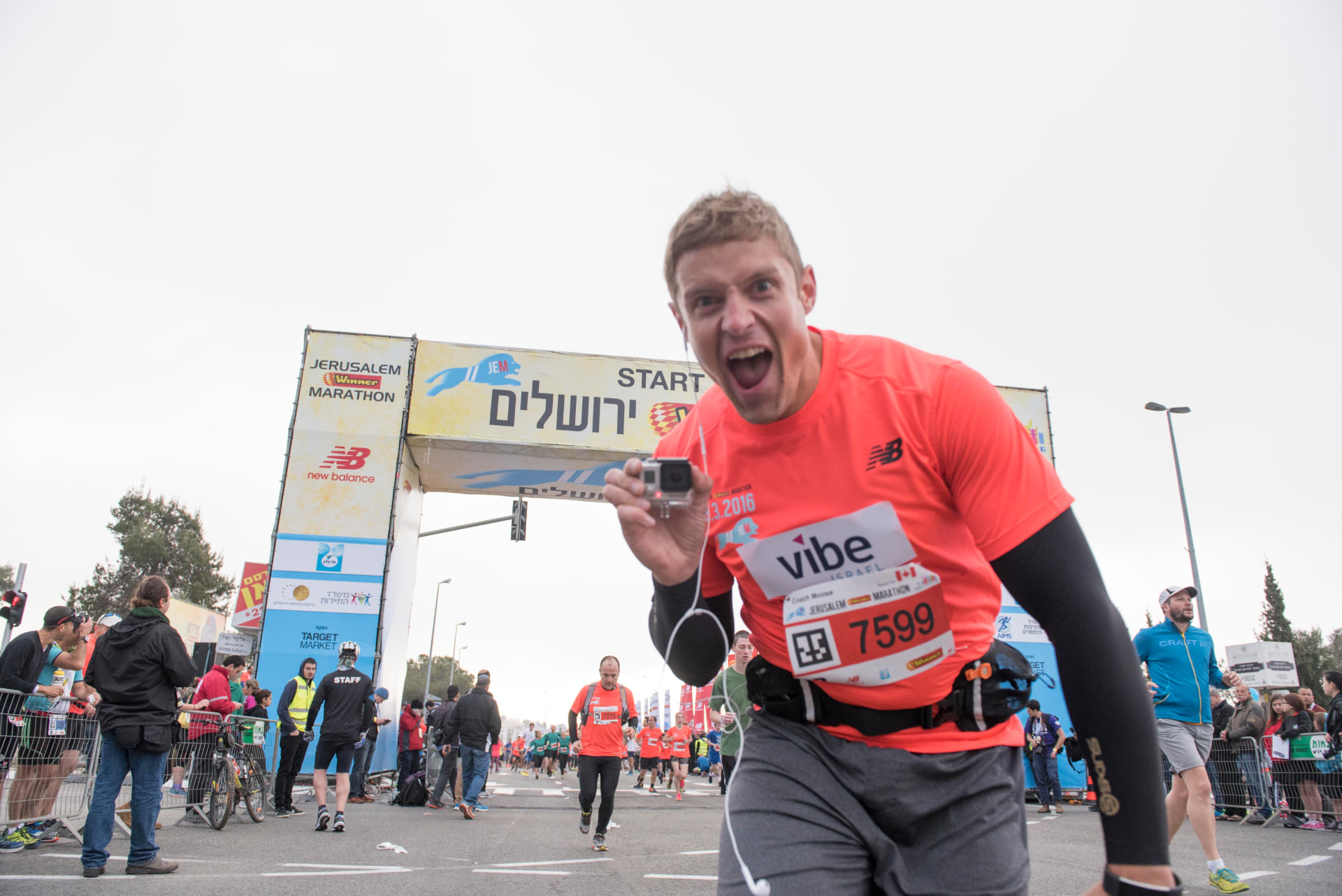 Dai Manuel at the Jerusalem Marathon start line