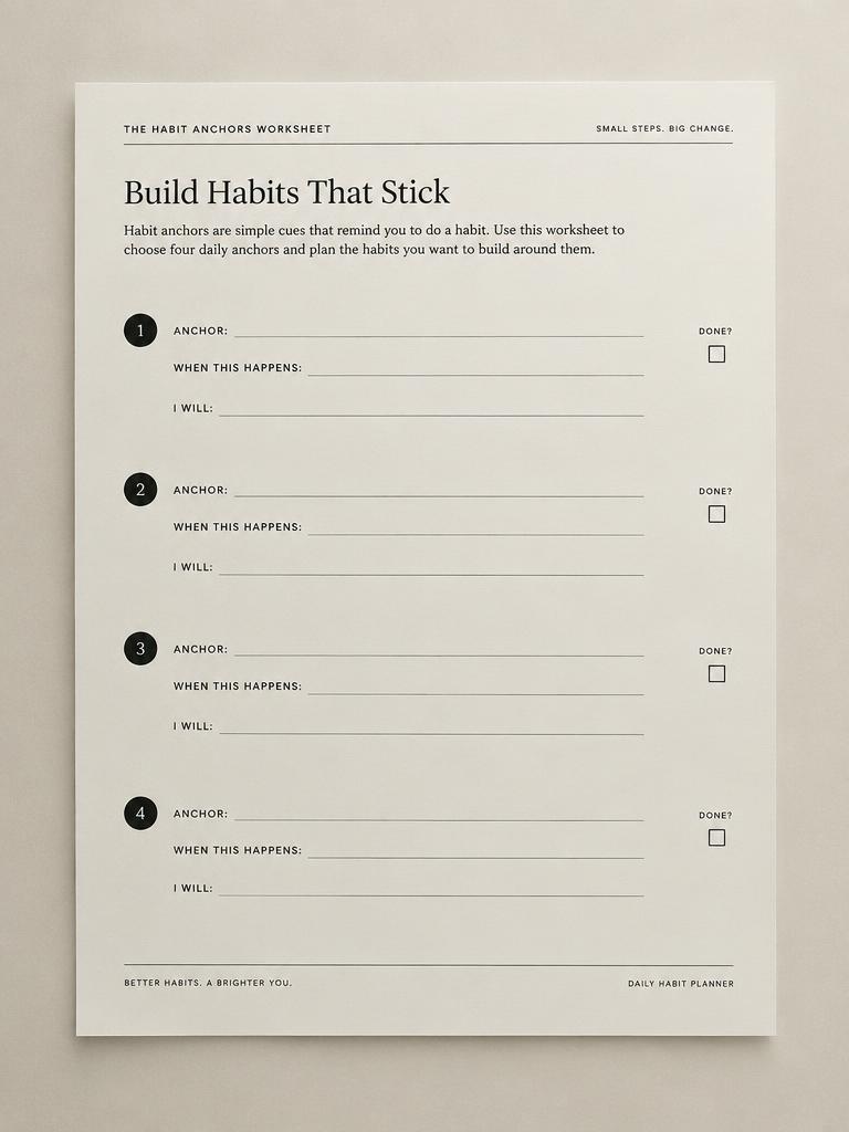 The Four Anchors Worksheet