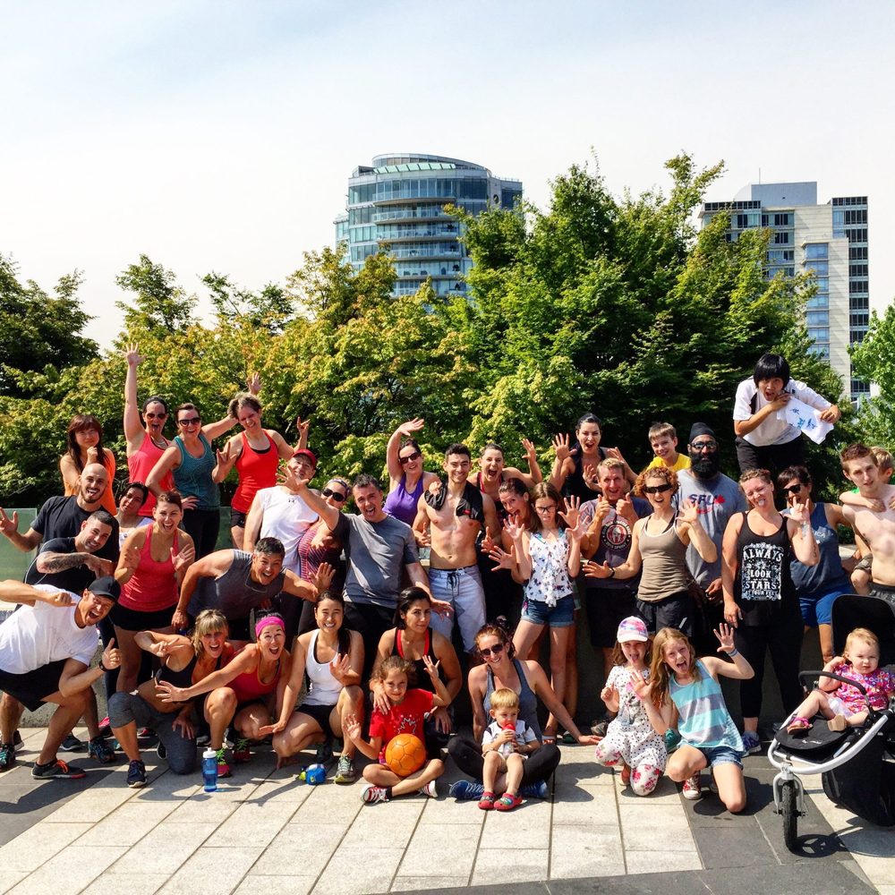 A large DadBody community group gathered outside after training